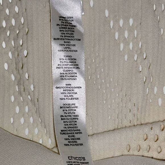 Chicos Womens Sweater Sz Medium Crochet‎ Knitted Coverup Cardigan Cottagecore - Picture 12 of 13